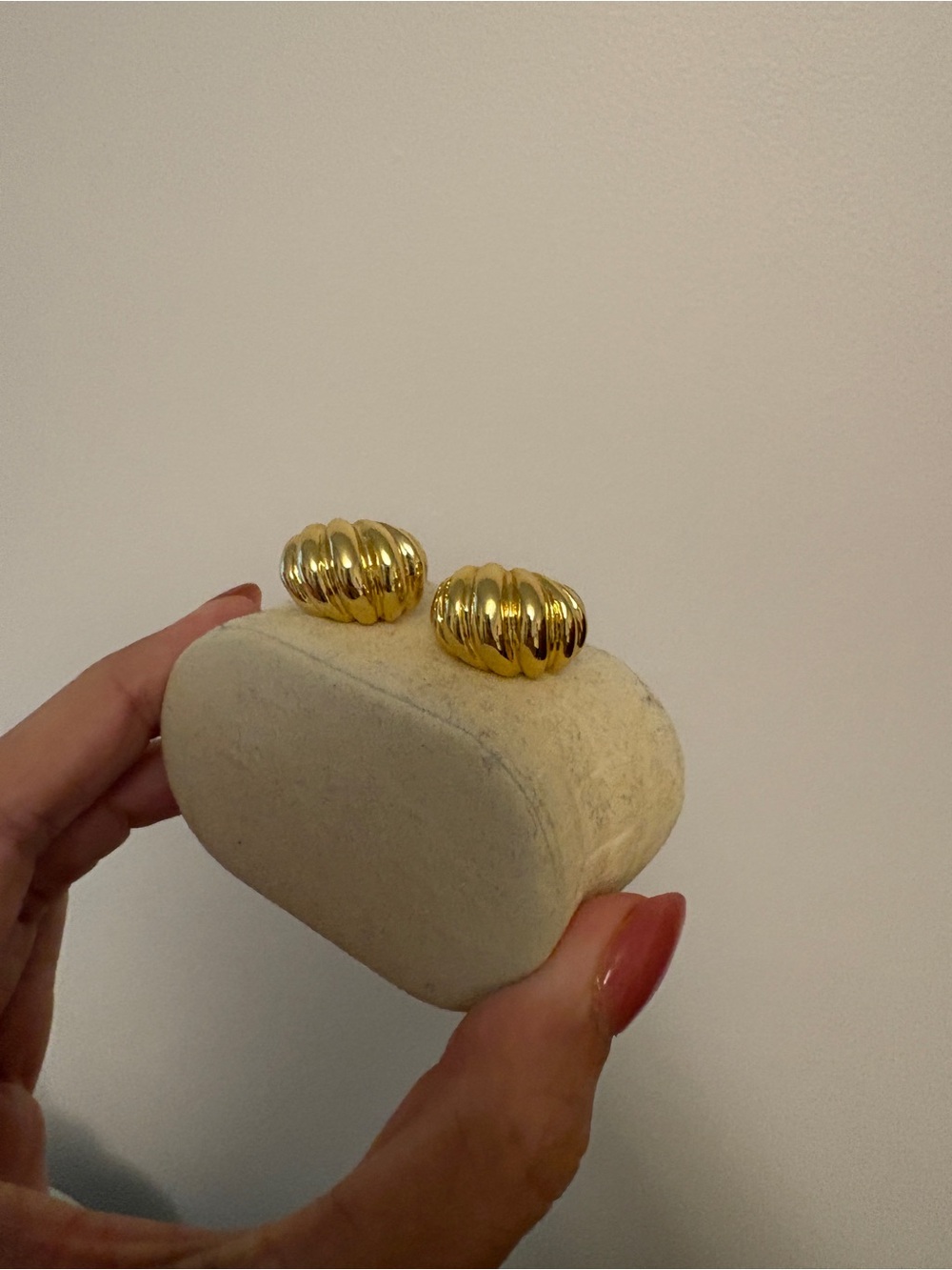 Classic Ribbed Gold Dome Clip-On Earrings - Women's Jewelry
